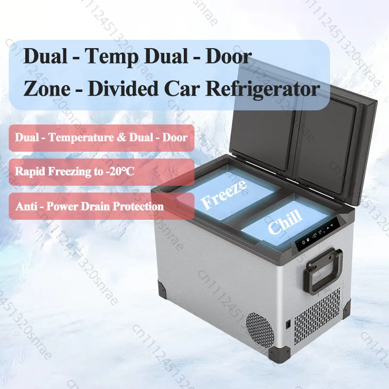 35L 45L 55L Dual Zones Compressor Cooling Mini Freezer 12V 24V Mini Fridge Car Refrigerator with Handle