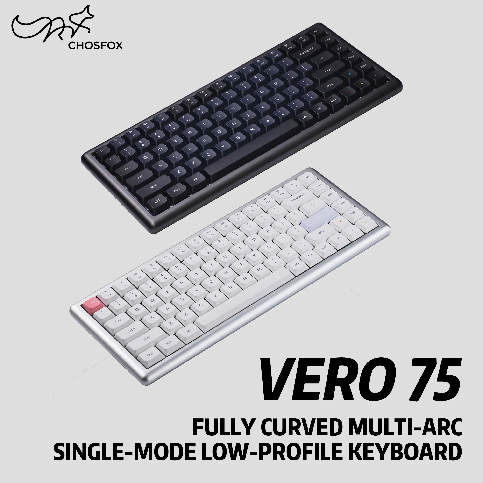 

Механическая клавиатура CHOSFOX Vero75 Low Profile с поддержкой QMK/VIA, 84 клавиши, 75% форм-фактор, однорежимная, с возможностью горячей замены, RGB-подсветка, для офиса