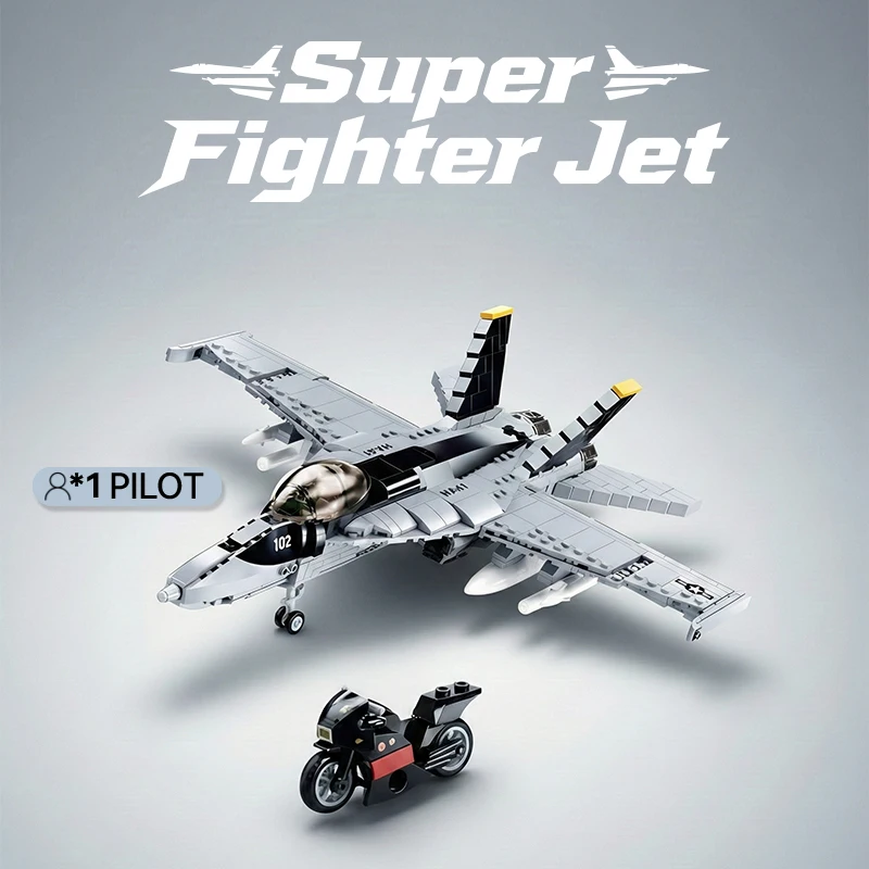 

Конструктор-модель истребителя F-18 с мотоциклом, набор для сборки военной техники для взрослых, подарок для декора дома и офиса