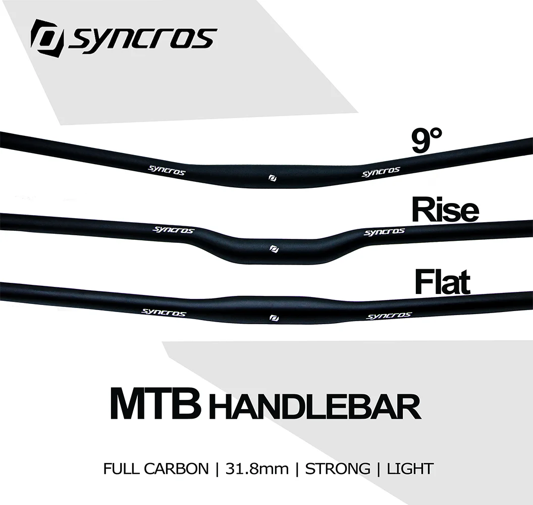 SYNCROS 31,8 mm - kierownica MTB z pełnego włókna węglowego, rower górski, BMX, płaska, wzrost, 9 stopni, złączki do rowerów MTB