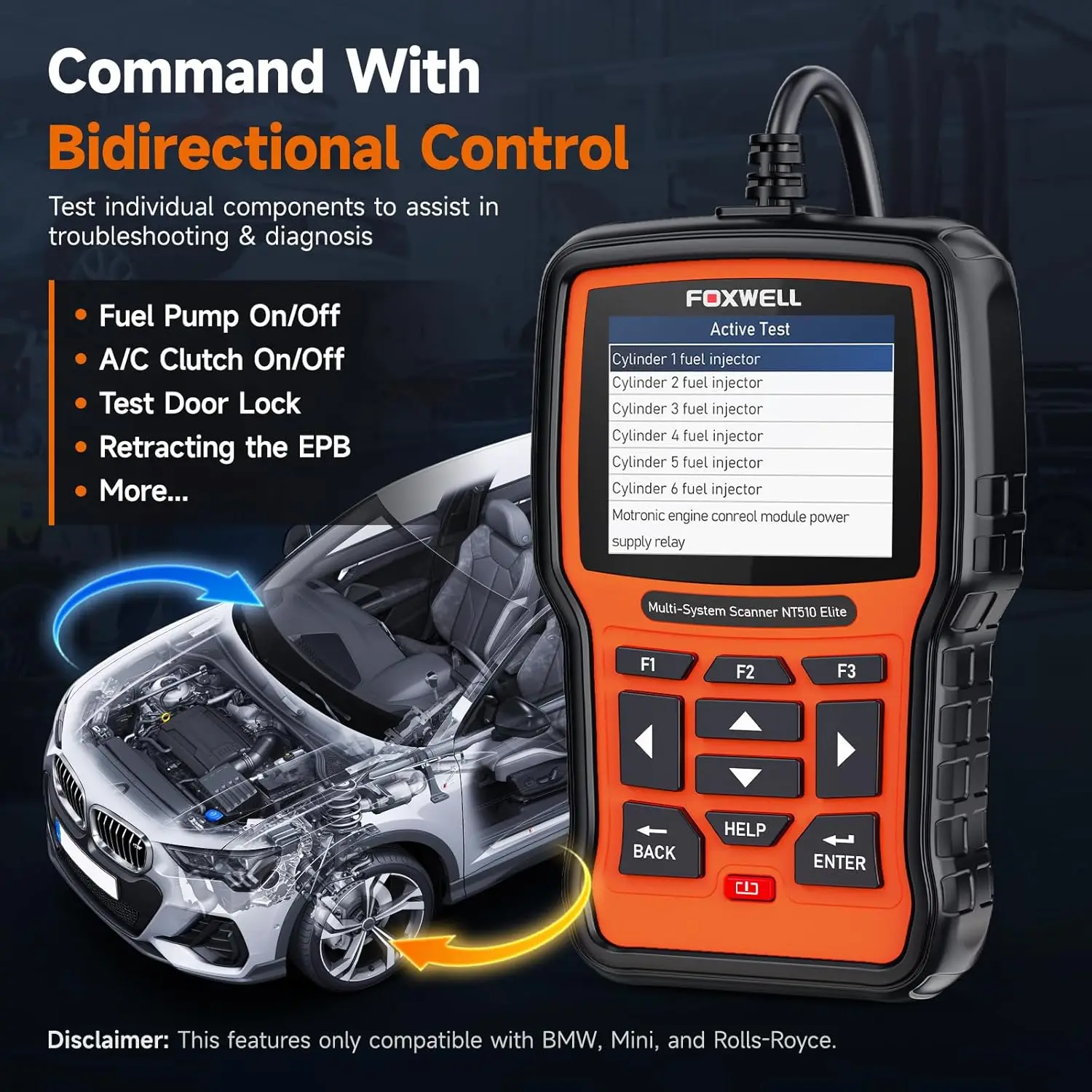 Porsche Foxwell NT510 Elite OBD2 Skaner Diagnostyczny Wszystkich Systemów Samochodowy Czytnik Kodów Błędów Dwukierunkowy Aktywny Sprawdzanie Skaner Samochodowy
