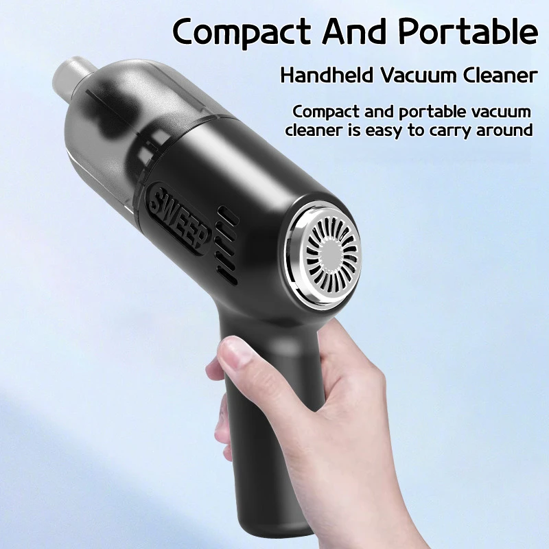 Mini Portable High-Power Vacuum Cleaner - Strong Suction, Wireless Charging & Handheld Design for Car & Home Dual Use