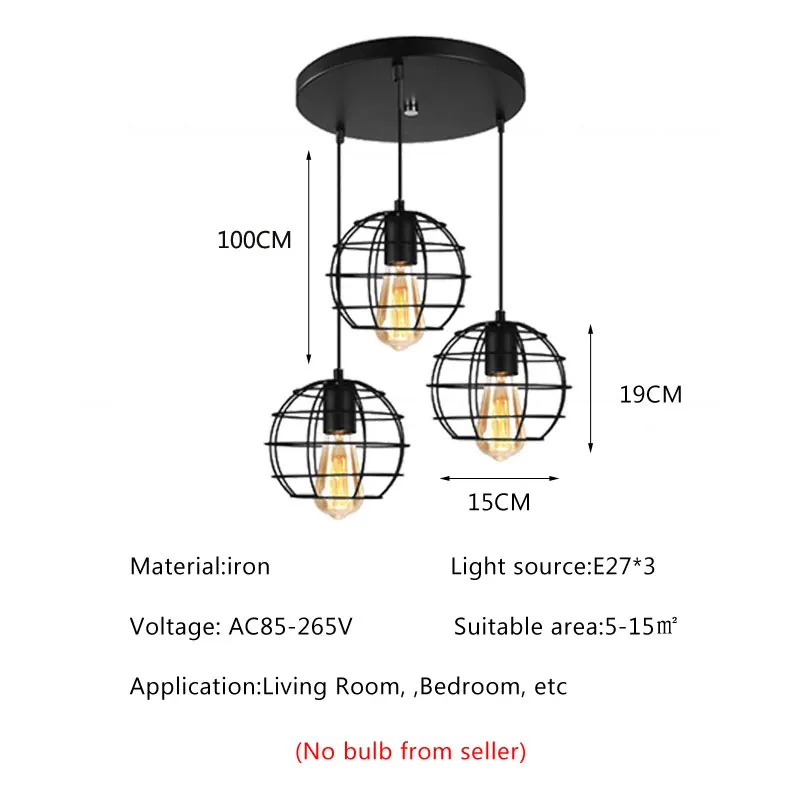 Vintage Loft Pendant Lamp Retro Iron Cage Restaurant Lamp American Industrial Hot Pot Milk Tea Shop Table Pendant Lamp