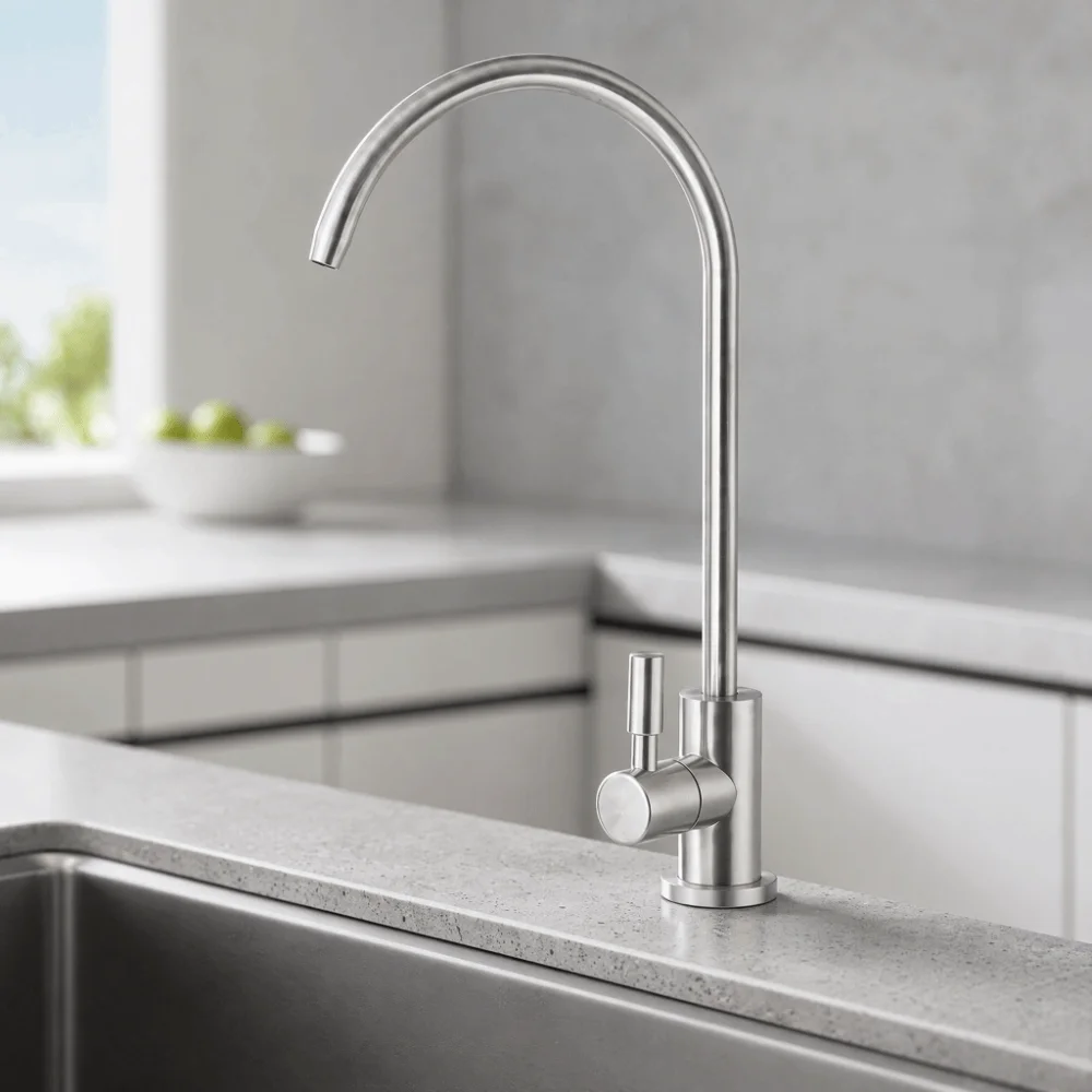 1/4 Inch Connection Drinking Water Faucet 360 Degrees Rotation PVD Plating Water Filter Faucet Mini Swan Neck Design