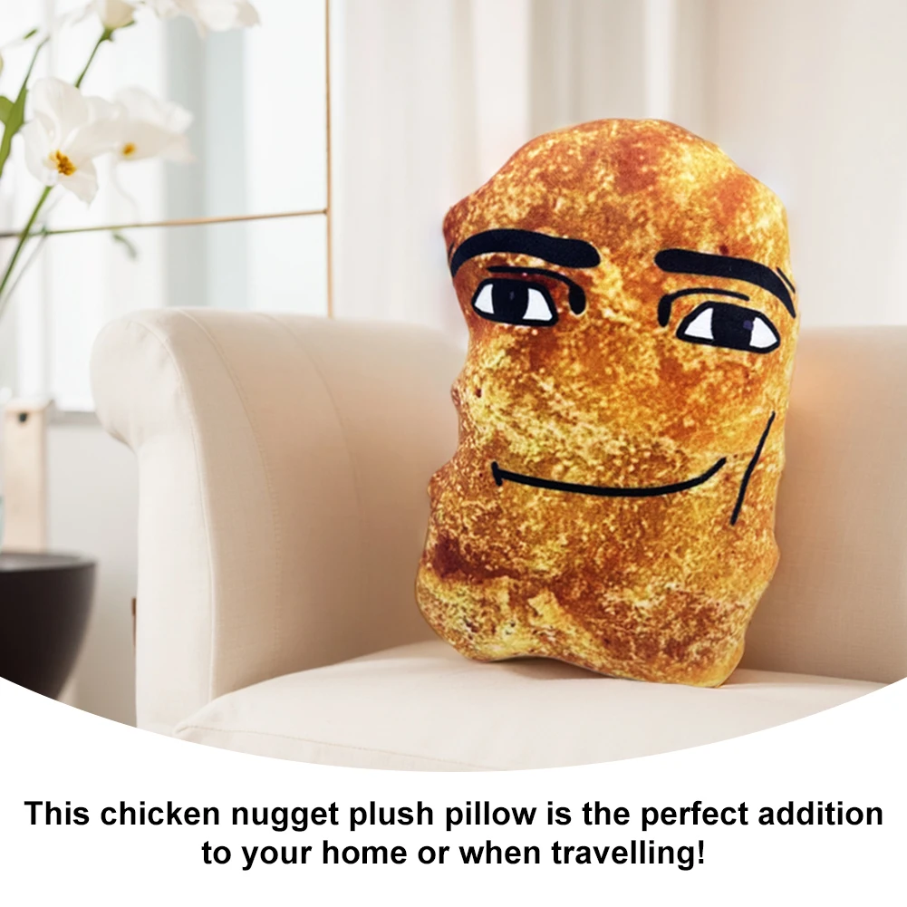 Cute Stuffed Animal Doll Funny Big Chicken Block Plush Pillow Cartoon Chicken Nuggets Anime Smiling Doll for Kids and Adults