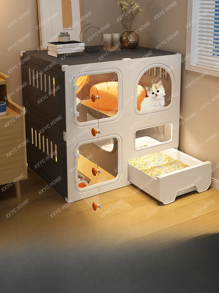 

Household Indoor Cat Cage Cat Toilet Litter Box Integrated Small Cattery Cat House Cat Cabinet without Floor Space