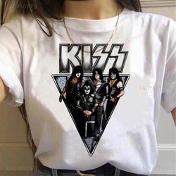 Kiss Rock Music Band Print Cotton T-Shirts Women Fashion Short Sleeve Hip Hop Men's Clothing Punk Graphic Unisex Aesthetic Tees