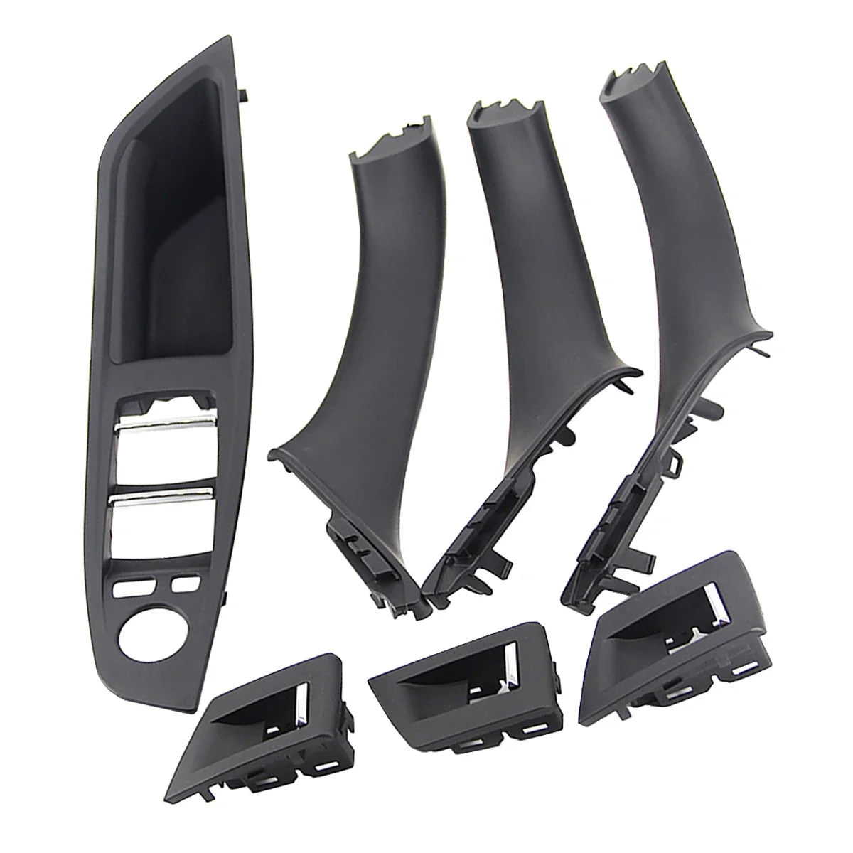 DAZE 51417225873 Black Car Interior Door Handle Plate Decorative Cover For BMW 5 Series F10 F18 Left Drive LHD 7Pcs 2010-2016