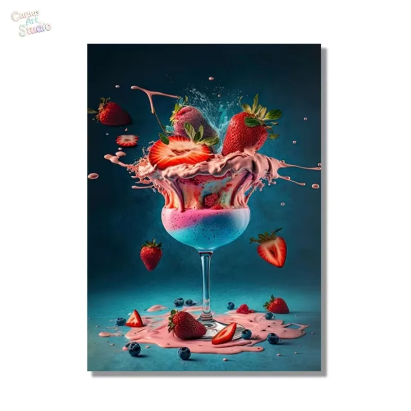 2026 Retro Cocktail Explosion Canvas Painting, Whiskey, Iced Juice, Tea Drinks, Posters Prints,Club, Restaurant, Bar, Home Dec