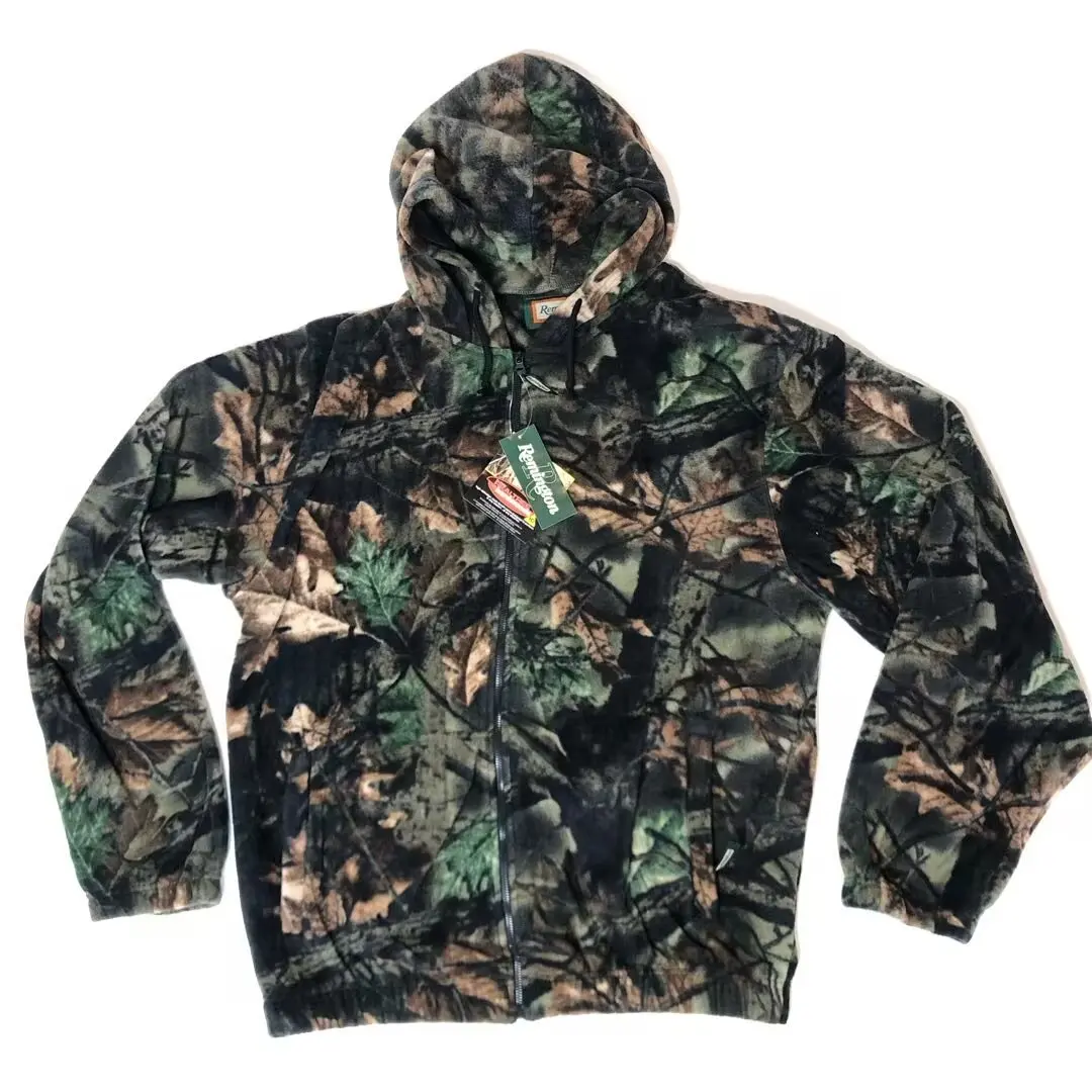 Fleece Keep Warm Leaves Bionic Camouflage Fishing Hunting Suit Loose Casual Hooded Cardigan For Jungle Photograhy Bird Watching