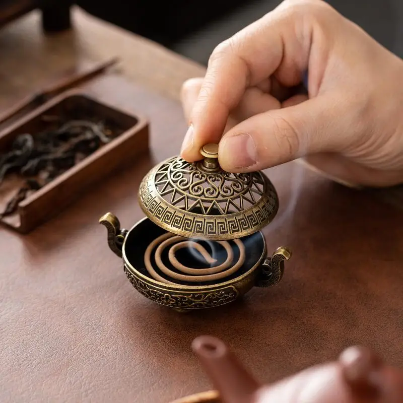 Retro Copper Incense Burner Incense Incense Burner Holder Bronze Vintage Incense Burner Charcoal Stove Luxury Stand Incense