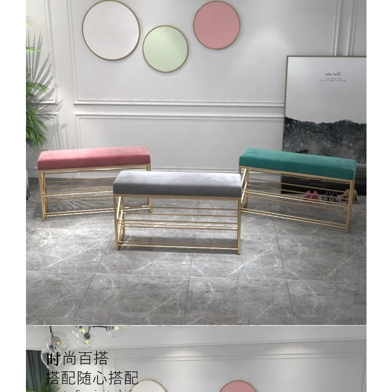 Shoe changing stool household door Small apartment entry door Super narrow entrance door Long strip stool Light luxury can sit s