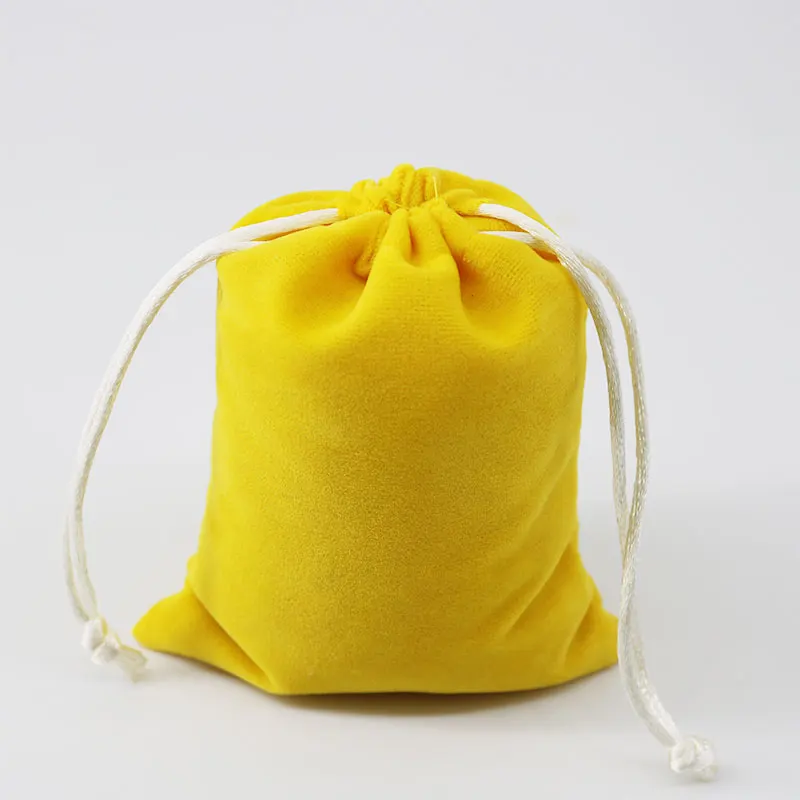 5pcs/lot Fanshionable Jewelry Packaging Bag Bright Yellow Velvet Drawstring Pouch Reusable Item Storage Pouch Custom Logo