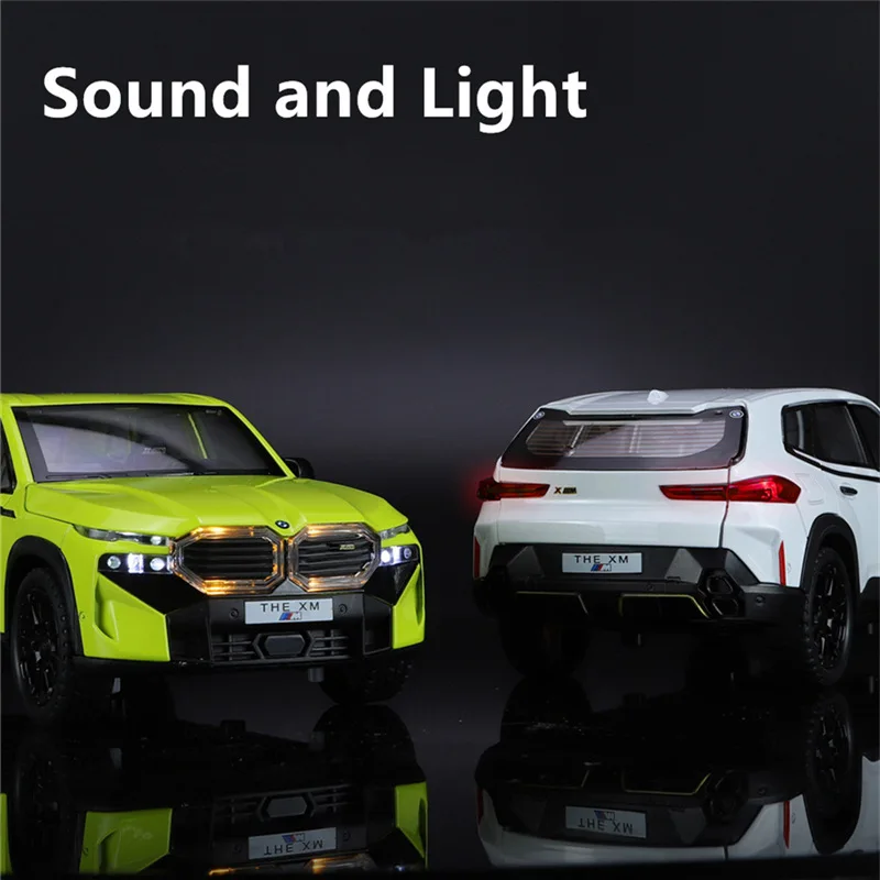 1:24 BMW XM SUV Alloy Sports Car Model Diecasts Metal Racing Car Model High Simulation Sound and Light Collection Kids Toys Gift