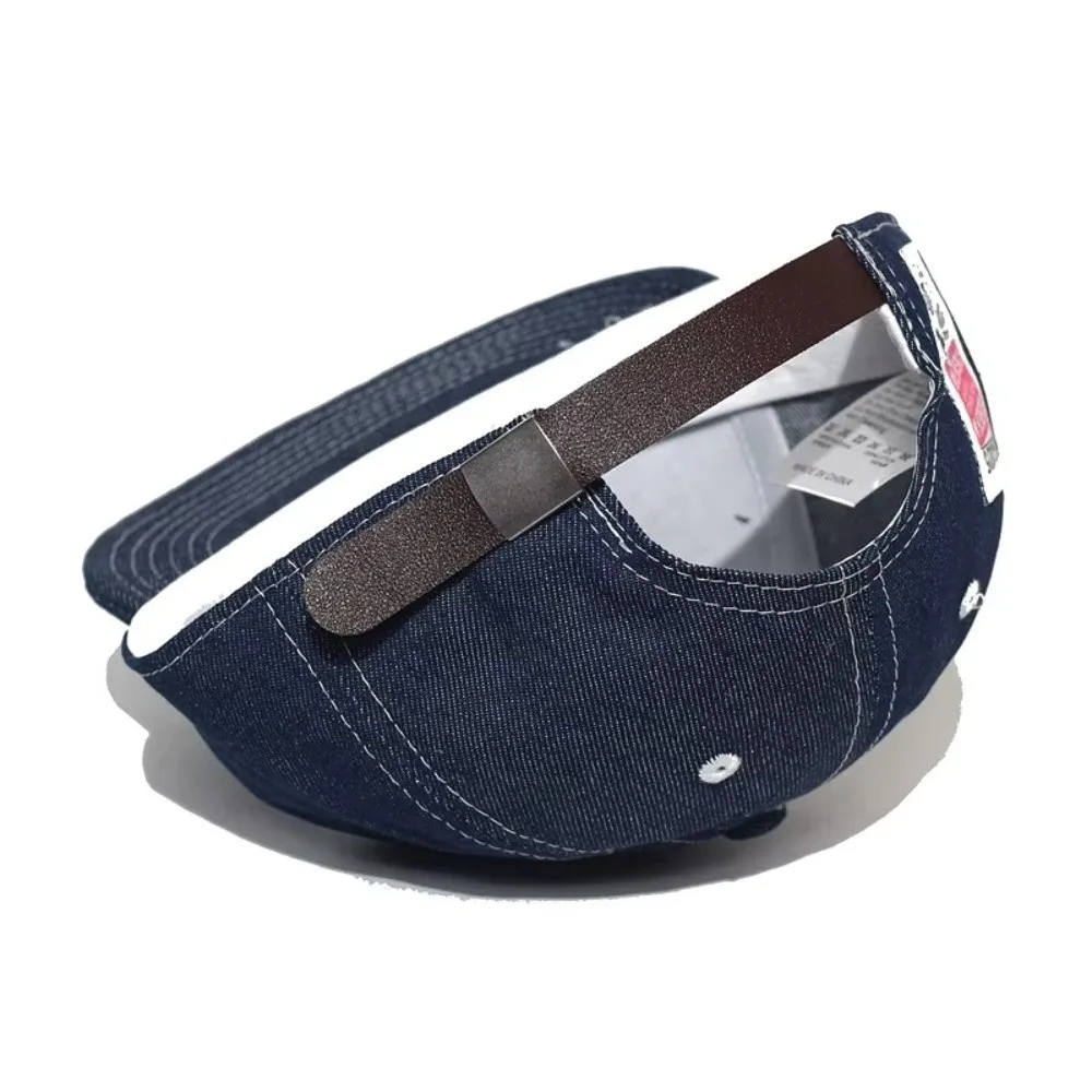 Fashion Vintage Denim Baseball Cap Short Brim Hip-hop Style Dad Hat Adjustable Breathable Trucker Style Cap for Men and Women