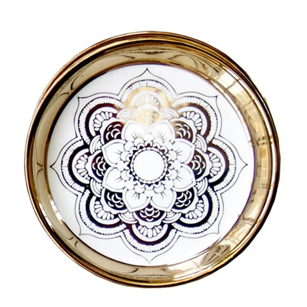 European Style Small Ceramic Dish Plate Moasic Pattern Delicate Jewelry Tray