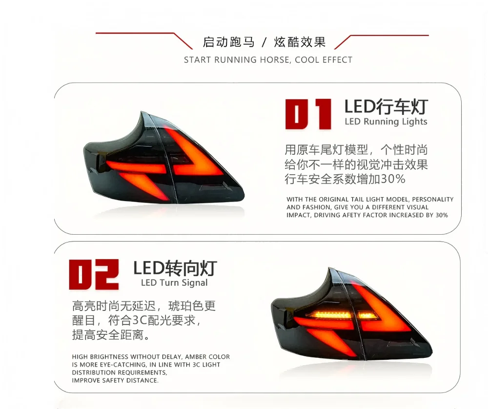 LED Tail Lights for Toyota VENZA 2009-2016 Start up Animation DRL Rear Back Lamps Assembly