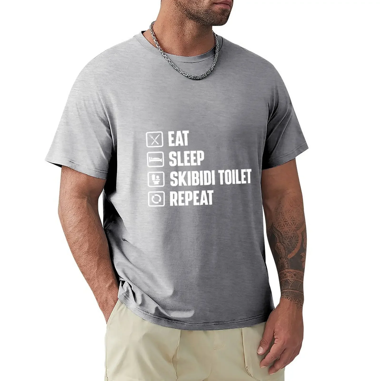 Eat Sleep Skibidi Toilet Repeat - Skibidi Toilet Meme T-shirt Short sleeve tee customs boys whites clothes for men Crewneck Hot