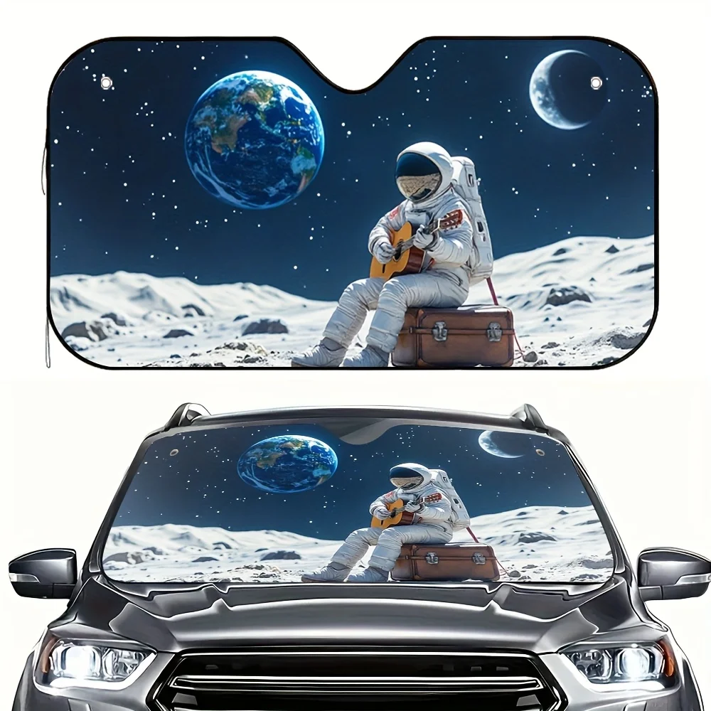 One Piece Of Car Sun Visor Featuring Astronauts Playing Guitar, Designed For Urban Commutes With A Next-Generation UV Barrier. I