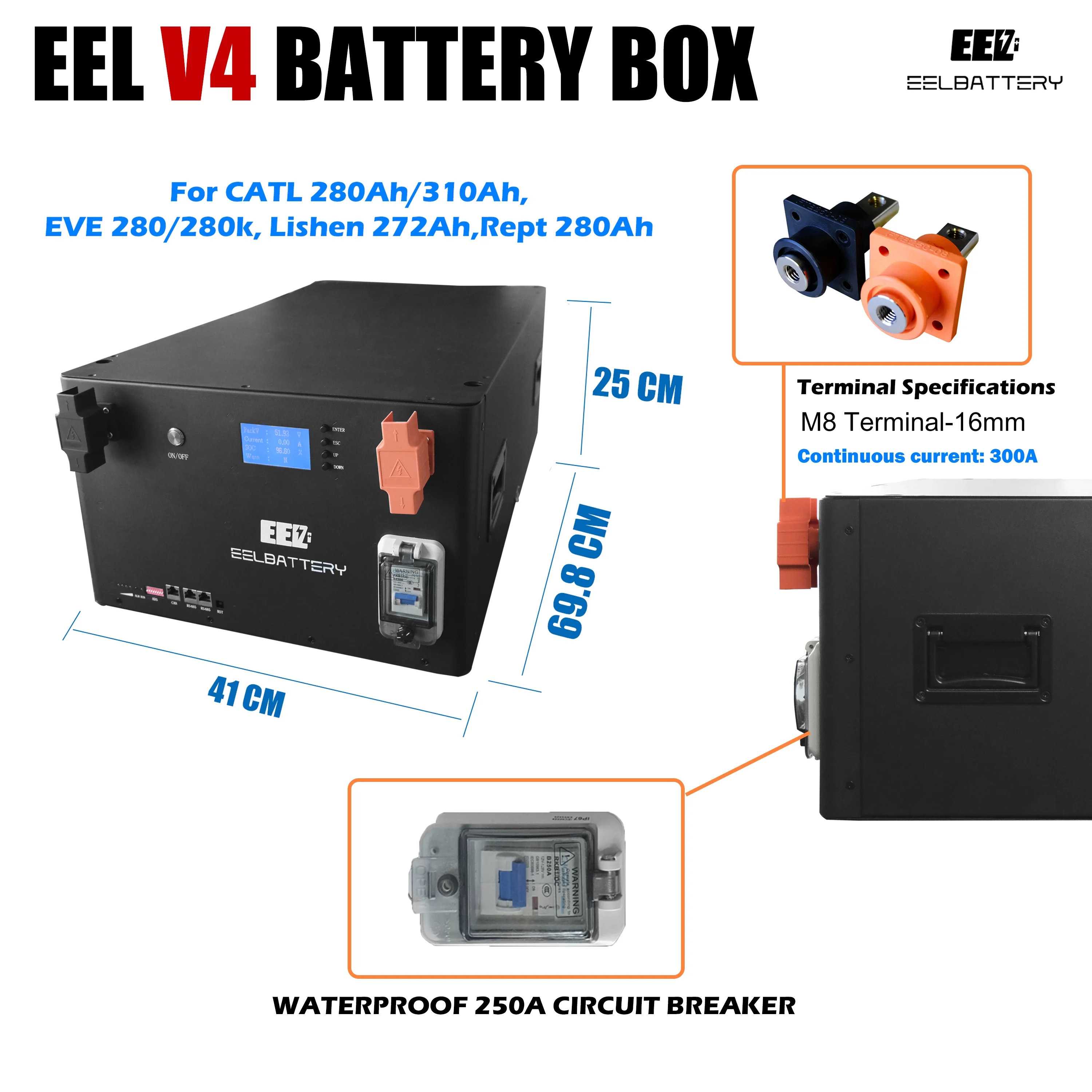 EEL 48V 16S Server Rack V4 280 DIY Unit BOX Built-in Smart BMS Stackable Type Heating Function Tax-free