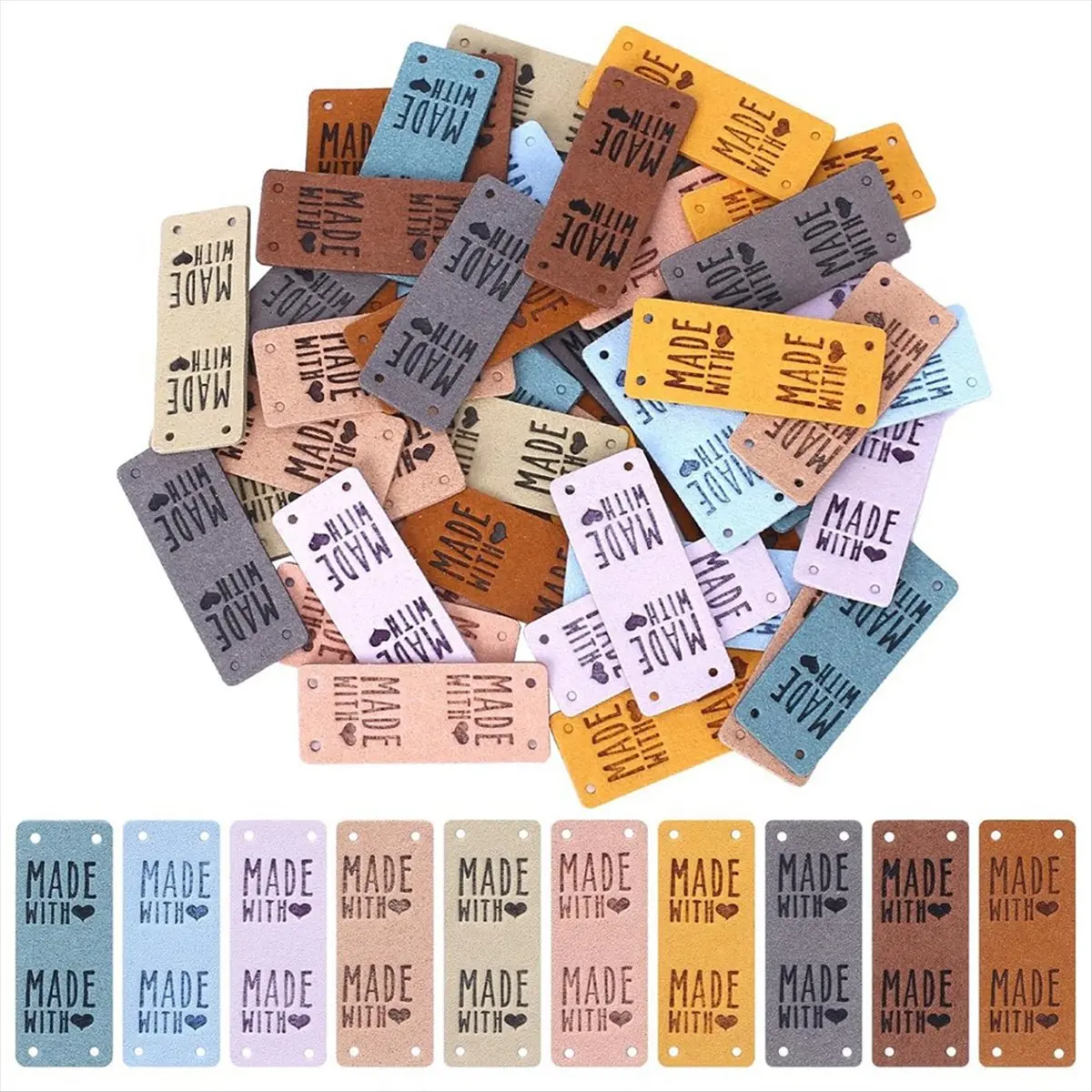 ABFW 50PCS PU Leather Label Handmade Tag Label Faux Leather Label Embossed Tag Embellishment Knit DIY Accessories