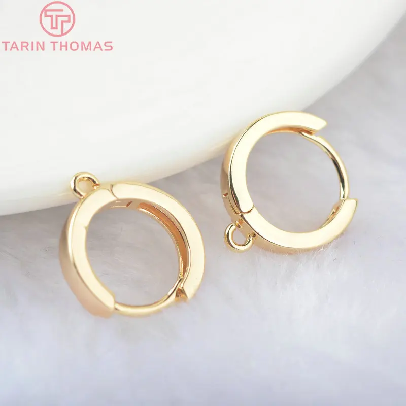 (2352)6PCS 17x15MM 24K Gold Color Brass Round Earrings Hoop Earring Clip High Quality DIY Jewelry Making Findings