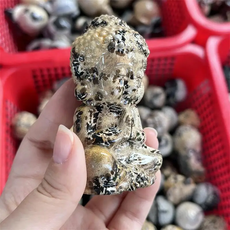 

Natural Picture Stone Buddha sStatue Carving Reiki Healing Fengshui Stone Crafts Home Decoration Holiday Gifts 1pcs