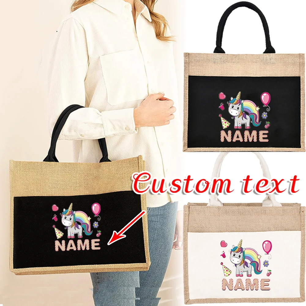 

Personalized Customization Name Shopping Bag Fashion Handbag Portable Outdoor Storage Bag Customized Product Cartoon Series