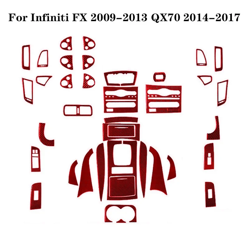 

For Infiniti FX 2009-2013 QX70 2014-2017 Carbon Fiber Material Red Sticker Various Part Car Interior Decorative Accessories