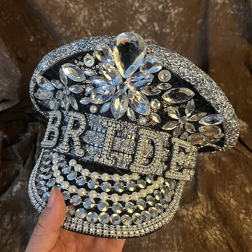 chapeau-de-mariee-militaire-pour-femme-chapeau-de-sergent-captain-de-luxe-avec-strass-ideal-pour-festival-anniversaire-enterrement-de-vie-de-jeune-fille-personnalisable