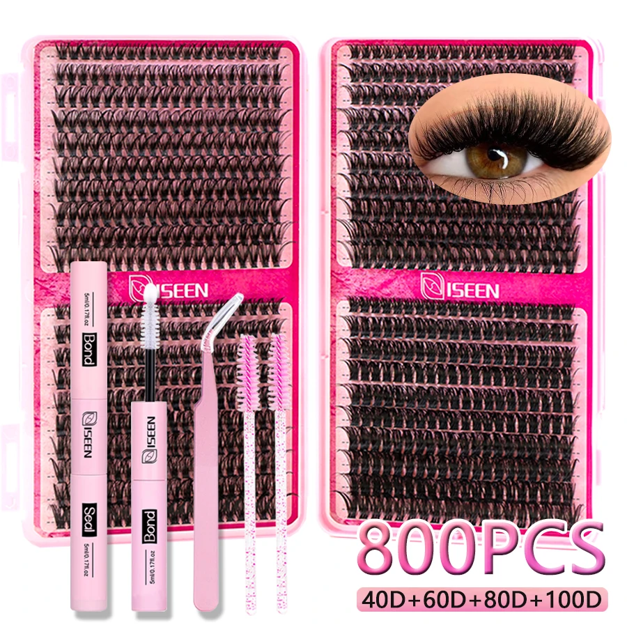 800 قطعة مجموعة تمديد الرموش رقيق لاش مجموعات سعة كبيرة الرموش الفردية عدة مع لاش السندات ، لاش الملقط