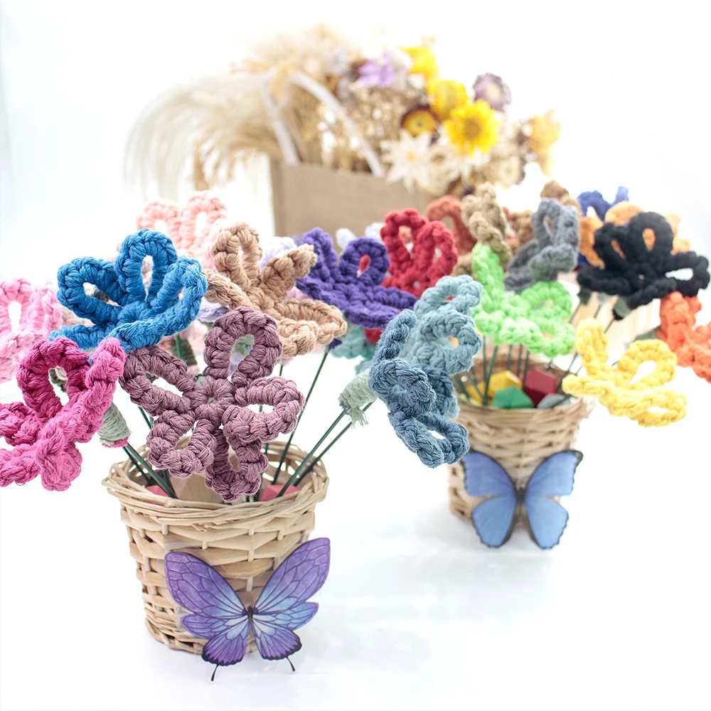 

1 шт., набор макраме ручной работы с цветком и учебником для начинающих, вязаный комплект ручной работы, принадлежности для рукоделия, подарки для украшения дома