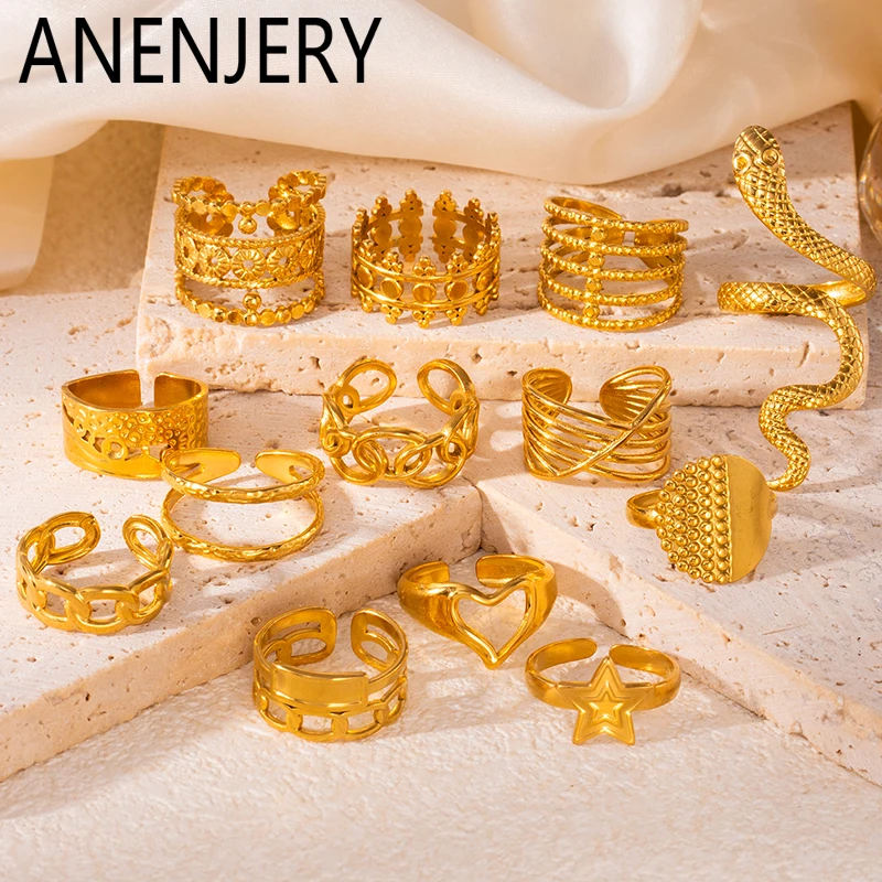 Женское-и-мужское-кольцо-со-змеиным-плетением-anenjery-Открытое-кольцо-из-нержавеющей-стали-316l-подарочное-Ювелирное-Украшение