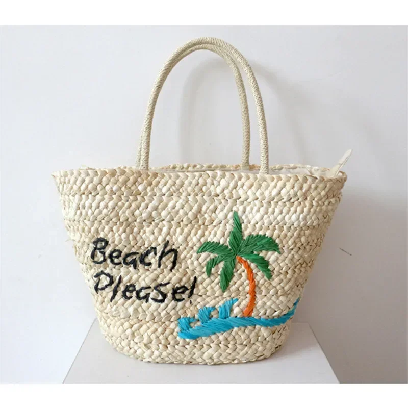 2022 New Coconut Tree Straw Bag Handmade Woven Rattan Tote Bag for Women Summer Large Capacity Beach Bohemia Bali Handbag Female