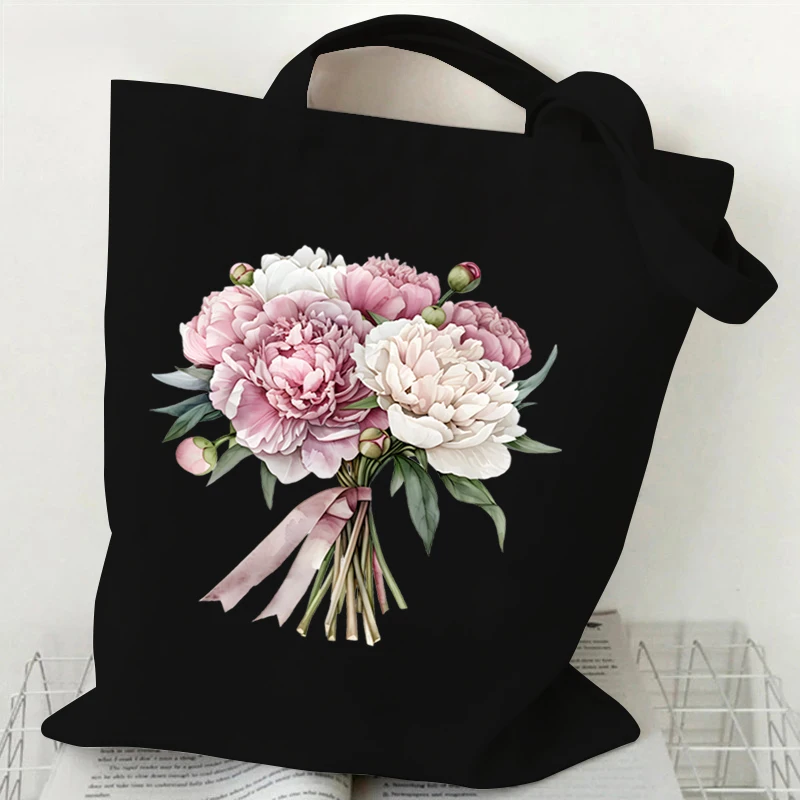 Woman\'s Shoulder Bag Wildflowers Vintage Tote Bags Canvas Shoulder Bags for Travel Daily Commute Women\'s Reusable Shopping Bag