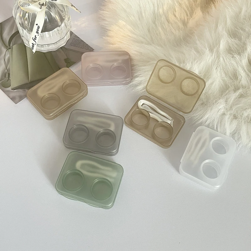 

Solid Color Vintage Contact Lens Case Plastic Hard Contact Lenses Box Cute Eyeglass Case Lens Container Christmas Gift