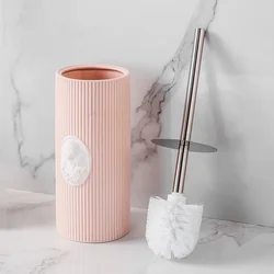 European-style Ceramic Toilet Brush Set Bathroom WC Cleaning Tool Stainless Steel Handle WC Cleaning Toilet Brush Pink White