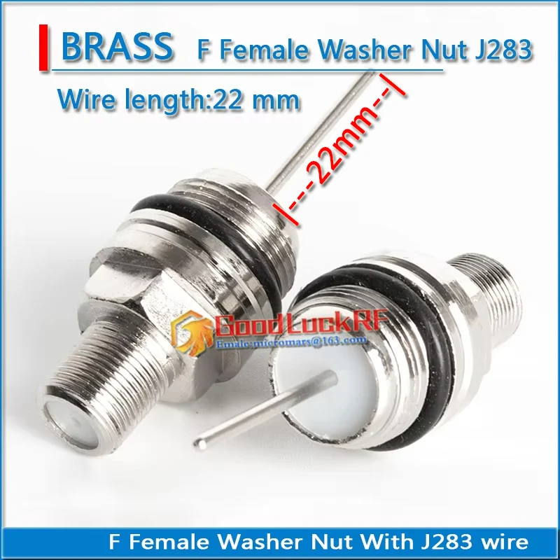 TV F Female O-ring Bulkhead Panel Mount Nut Waterproof ring J283 With Wire length 22mm Brass Wired amplifier RF Coax Adapters
