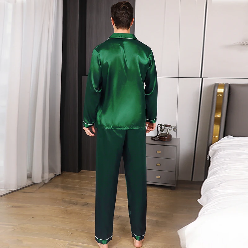 Men's pajamas long sleeves summer ice beautiful home clothes men's spring and autumn casual thin cardigan can wear out two suits