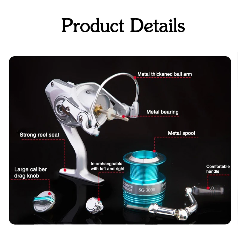 For RANMIs Customizable Color Fishing Reels Nylon Control Spinning Accessories for Stream River Lake Fishing Rods Fake Bait