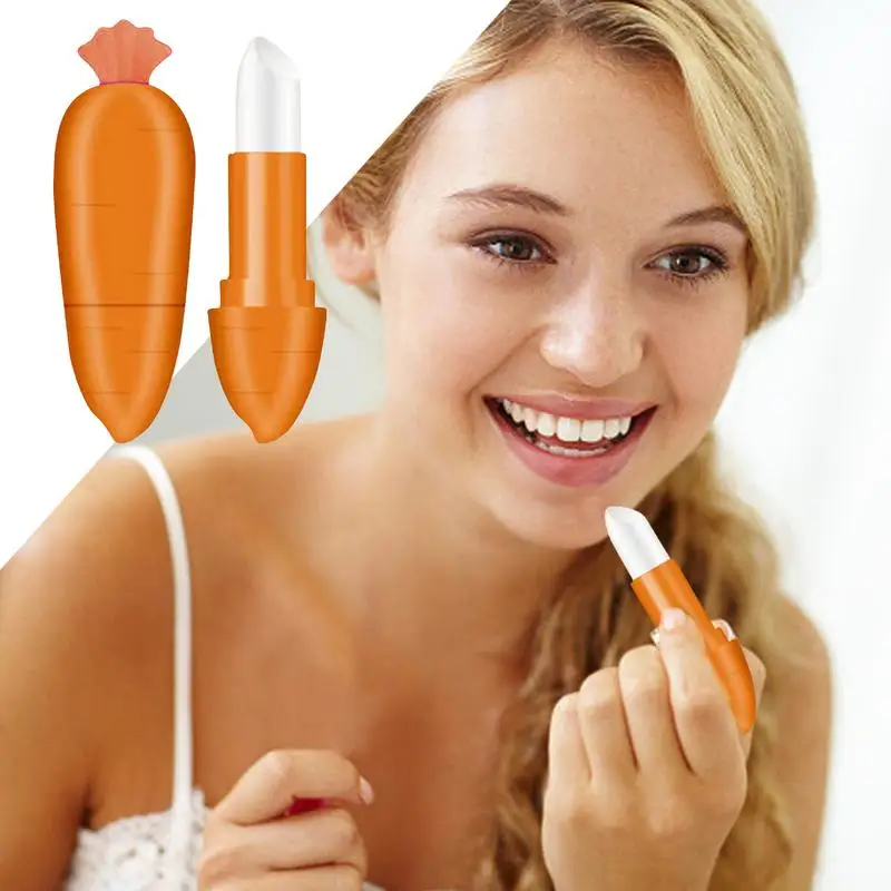 Carrot Shape Lip Balm Chapstick Nourishing Moisturizing Lipstick Colorless for Chapped Cracked Dry Lips Birthday Gifts for Women