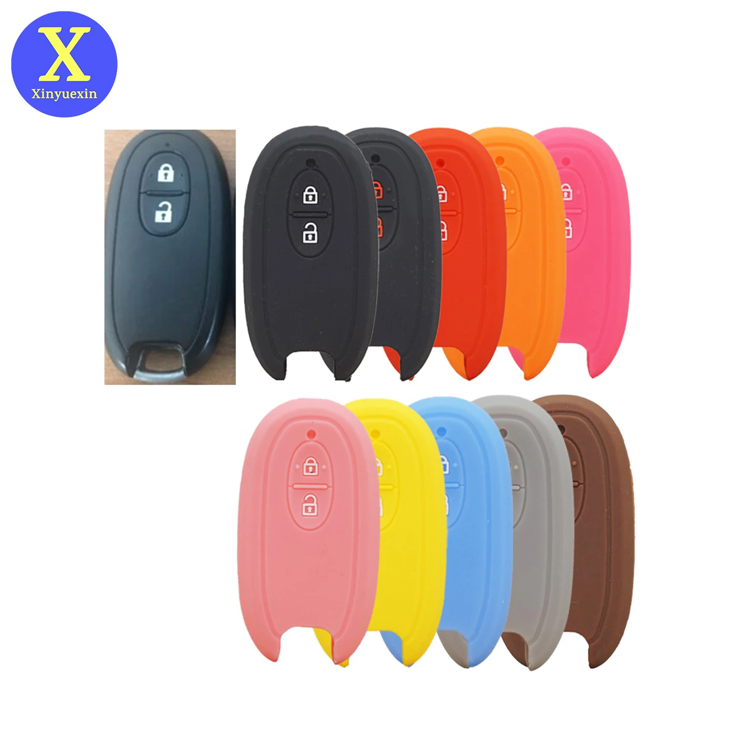 Xinyuexin 2 Button Silicone Key Cover Case for Suzuki Solio Wagon R 2007-2017 Remote Holder Protect Car Accessories 2 Pcs/lot