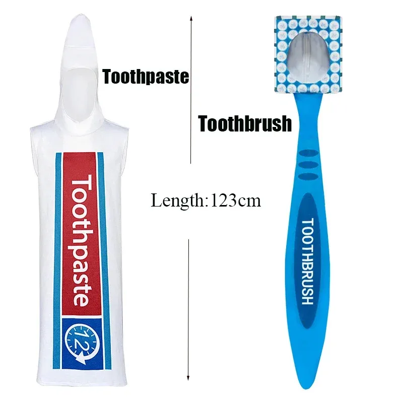 Adult Funny Couple Halloween Dress Up Toothbrush and Toothpaste Costume