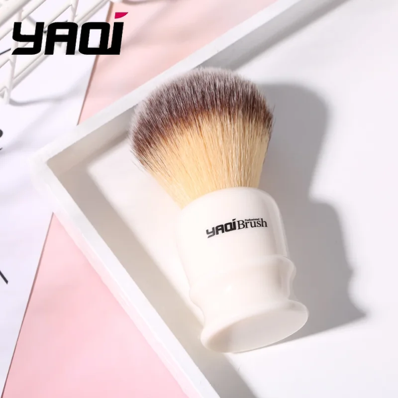 YAQI 22 مم فرشاة حلاقة الشعر الاصطناعية الصفراء ومجموعة صابون خشب الصندل - مقبض من الراتنج، هدية للعناية باللحية أثناء السفر للرجال #2