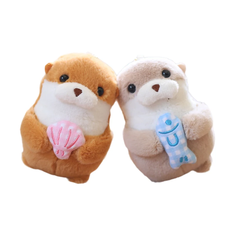 لطيف رقيق لينة أفخم ثعالب الماء عقد على شكل سمكة المفاتيح حقيبة الظهر لعبة دمية Keyrings هدية للطفل صبي فتاة النساء الرجال