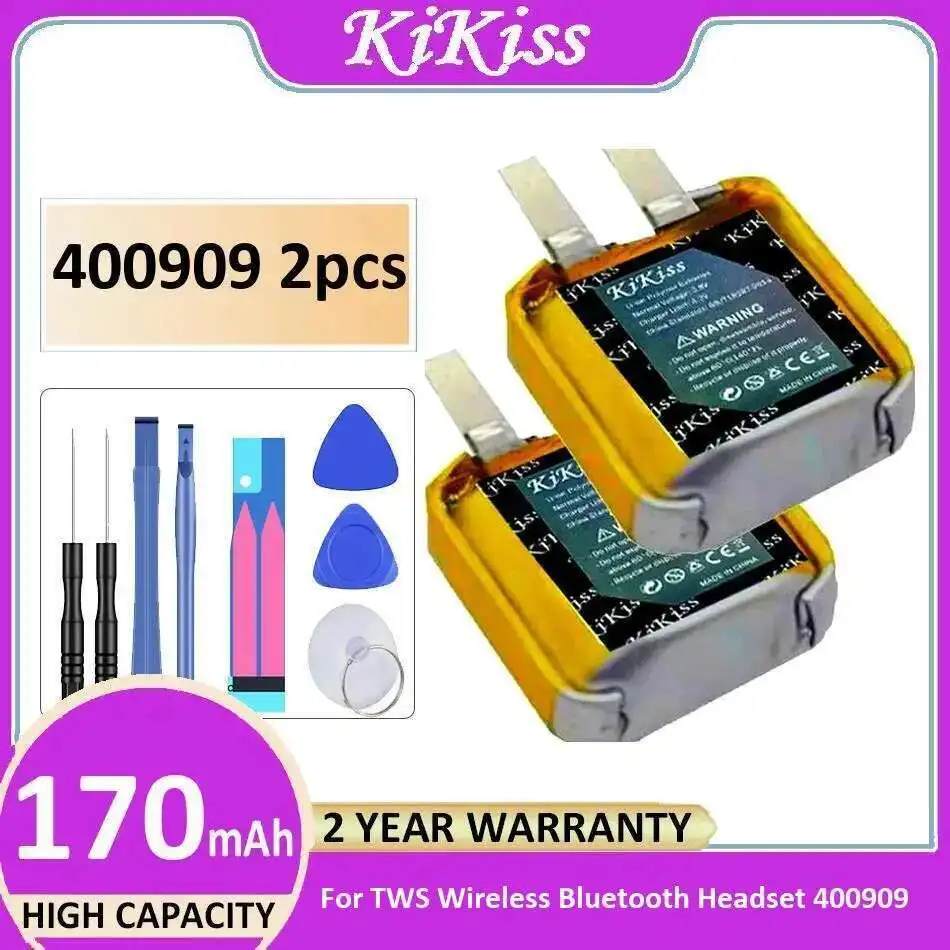 

Earphone Battery For Tws Wireless Bluetooth Headset 400909 2Pcs High Compatibility 170Mah