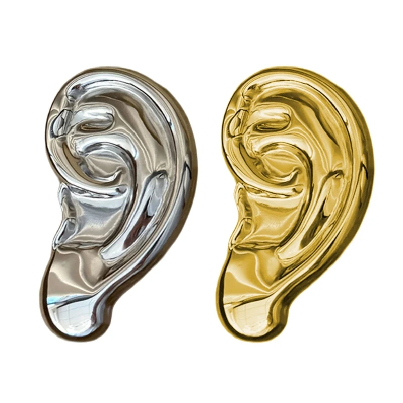 652F Fashionable Metal Ear Shaped Brooch Unique Irregular Ear Design Lightweight And Elegant For Women And Men