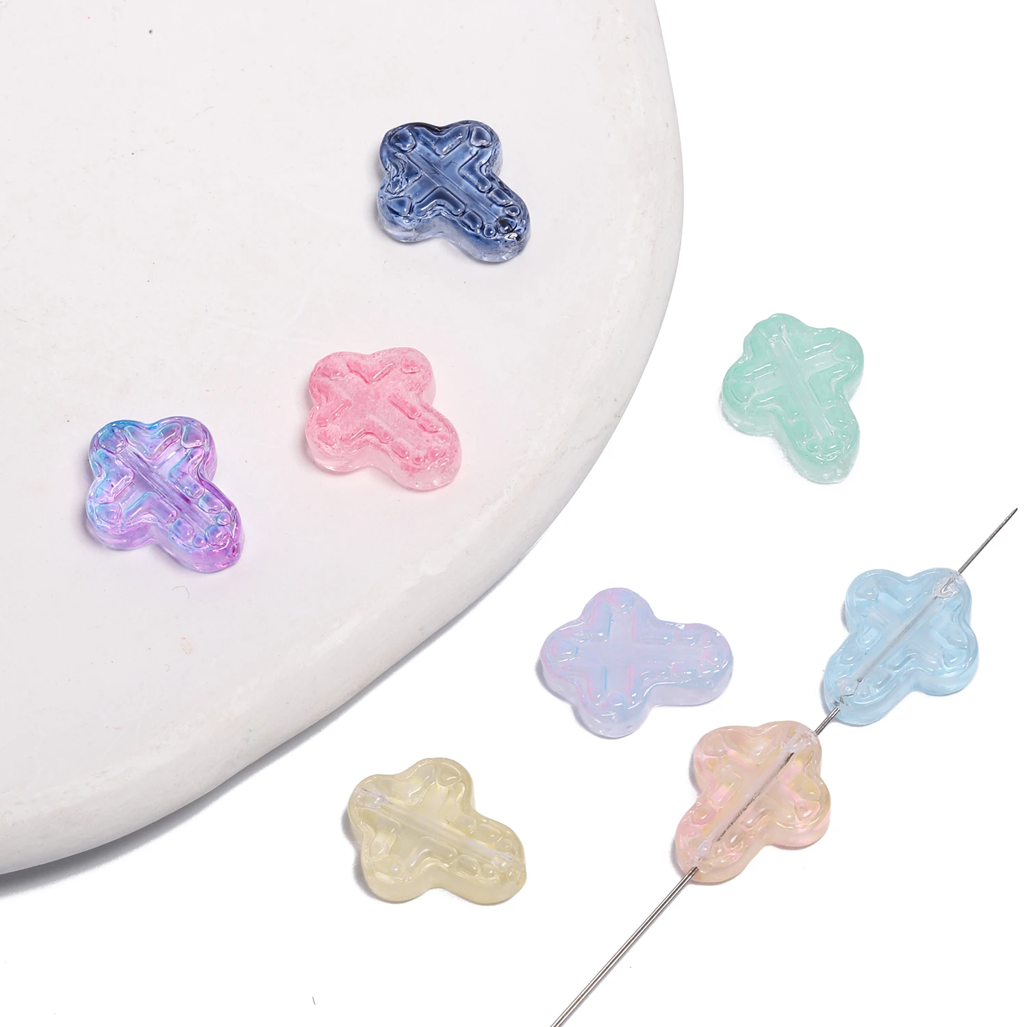 11.5x14mm 20pcs Multicolor Cross Shape Lampwork Czech Glass Beads for Needlework Jewelry Making DIY Bracelet Necklace Accessory