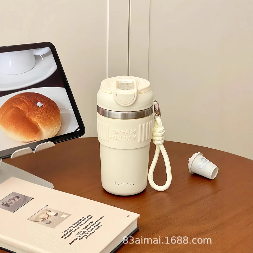 Cute insulated water bottle for good‑looking girls, 316‑stainless‑steel coffee cup, straw cup for students