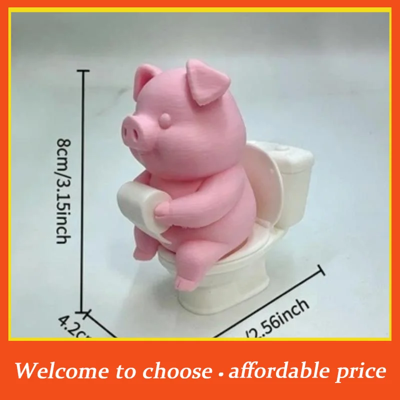 #1PC 3D Printed Cute Pig Figurine Toilet Sitting Tissue Holding Design Perfect Bathroom Decor Funny Unique Gift